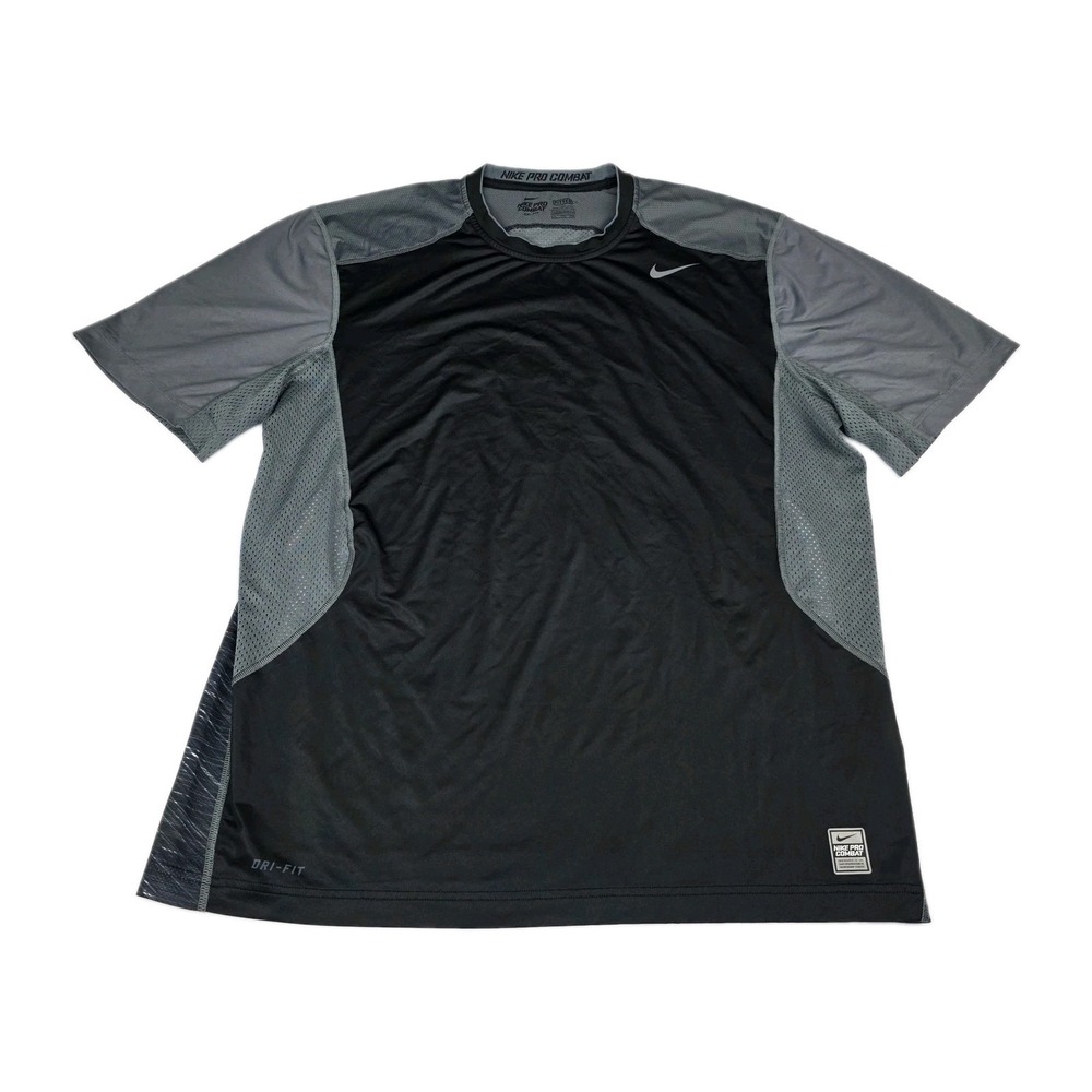 Nike Pro Combat Shirt Mens 2XL Black Short Sleeve Dri-FIT Fitted Athletic Top